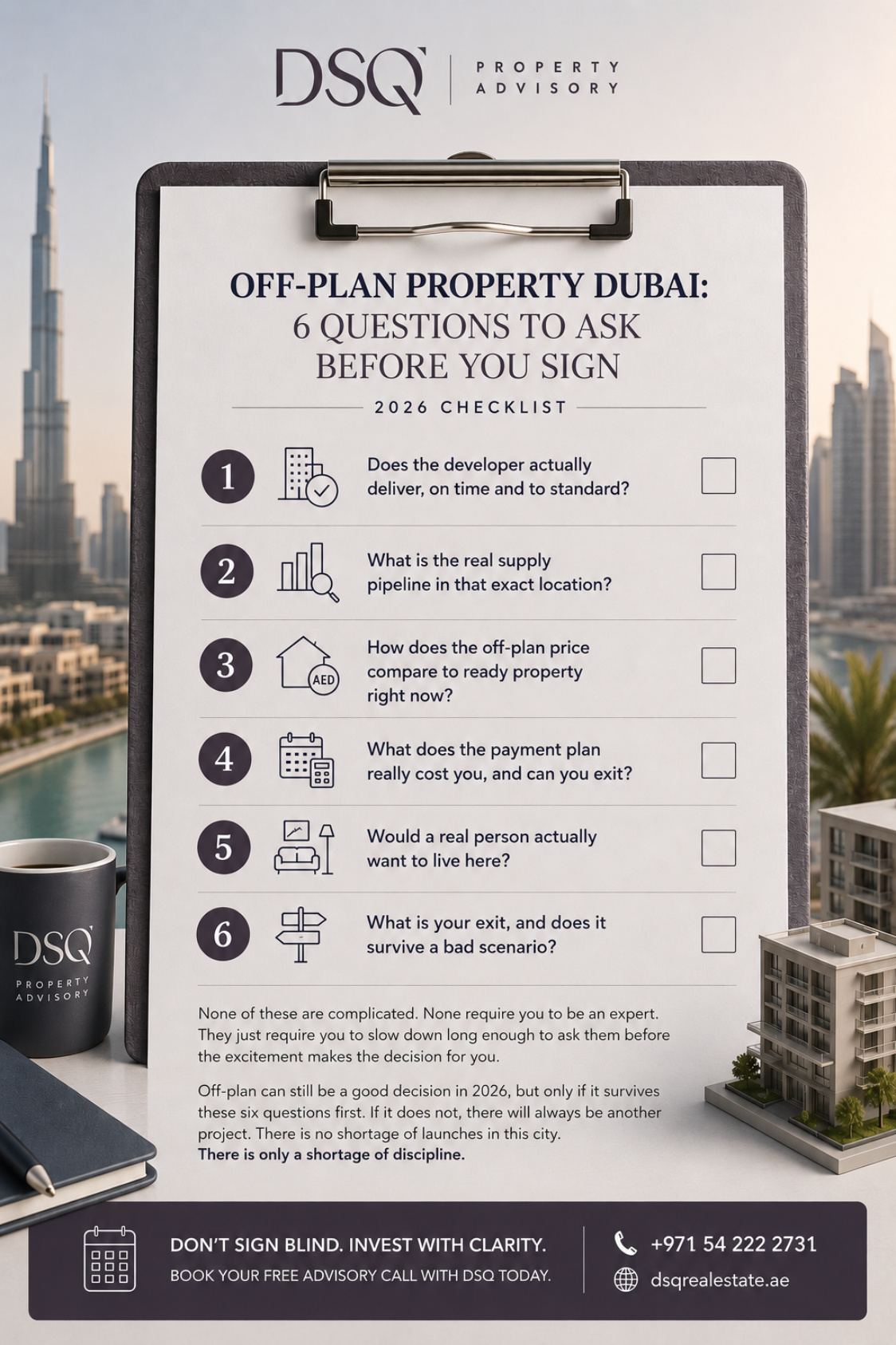 Off-Plan Property Dubai: 6 Questions to Ask Before You Sign 2026 checklist